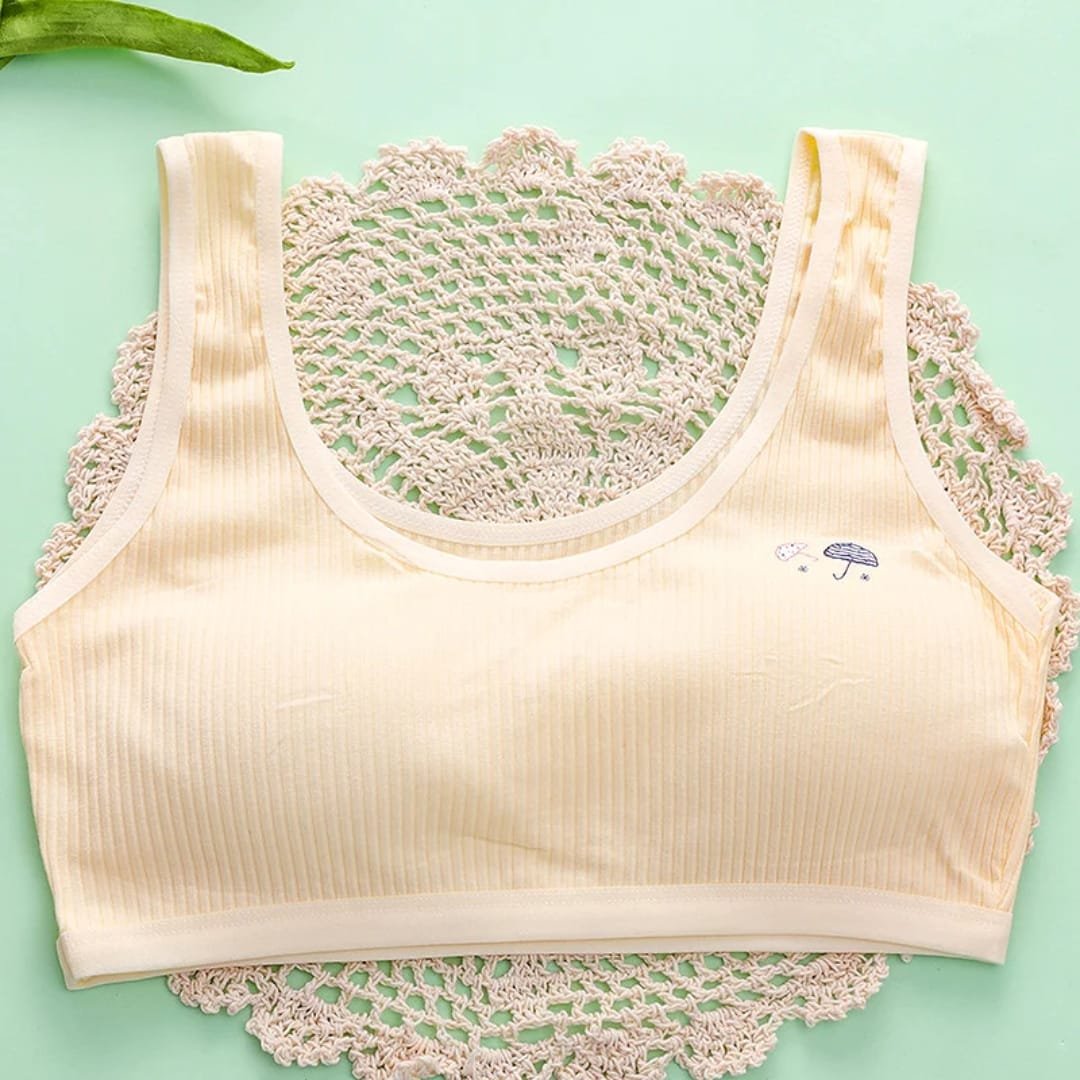 Cute Umbrella Embroidered Teen Girls Vest-Style Bra - Image 3